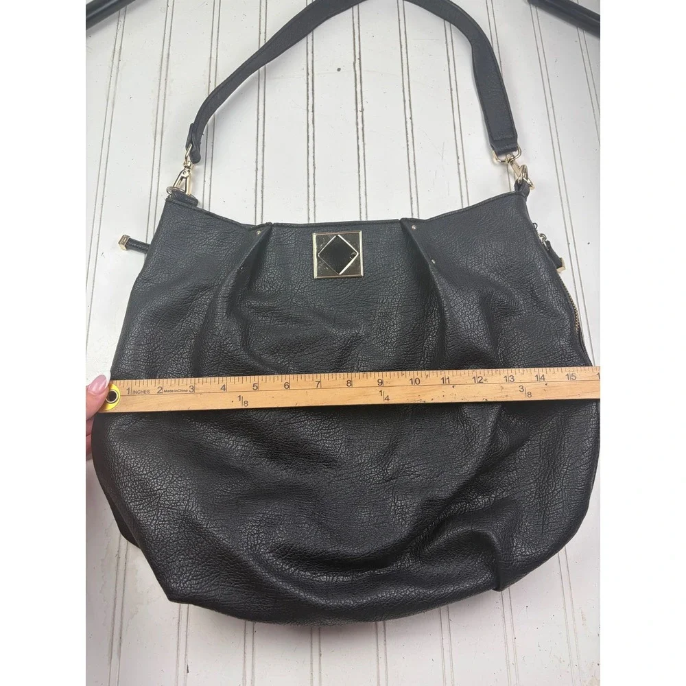 Big Buddha Vintage Y2K Black Pebbled Leather Slouchy Hobo Shoulder Bag Purse